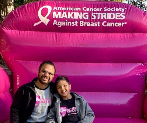 Dr. Kamal Abbi with son at breast cancer walk