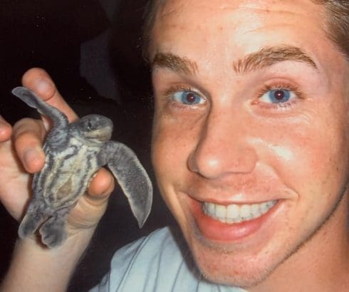 Dr. Alex Coffman with sea turtle